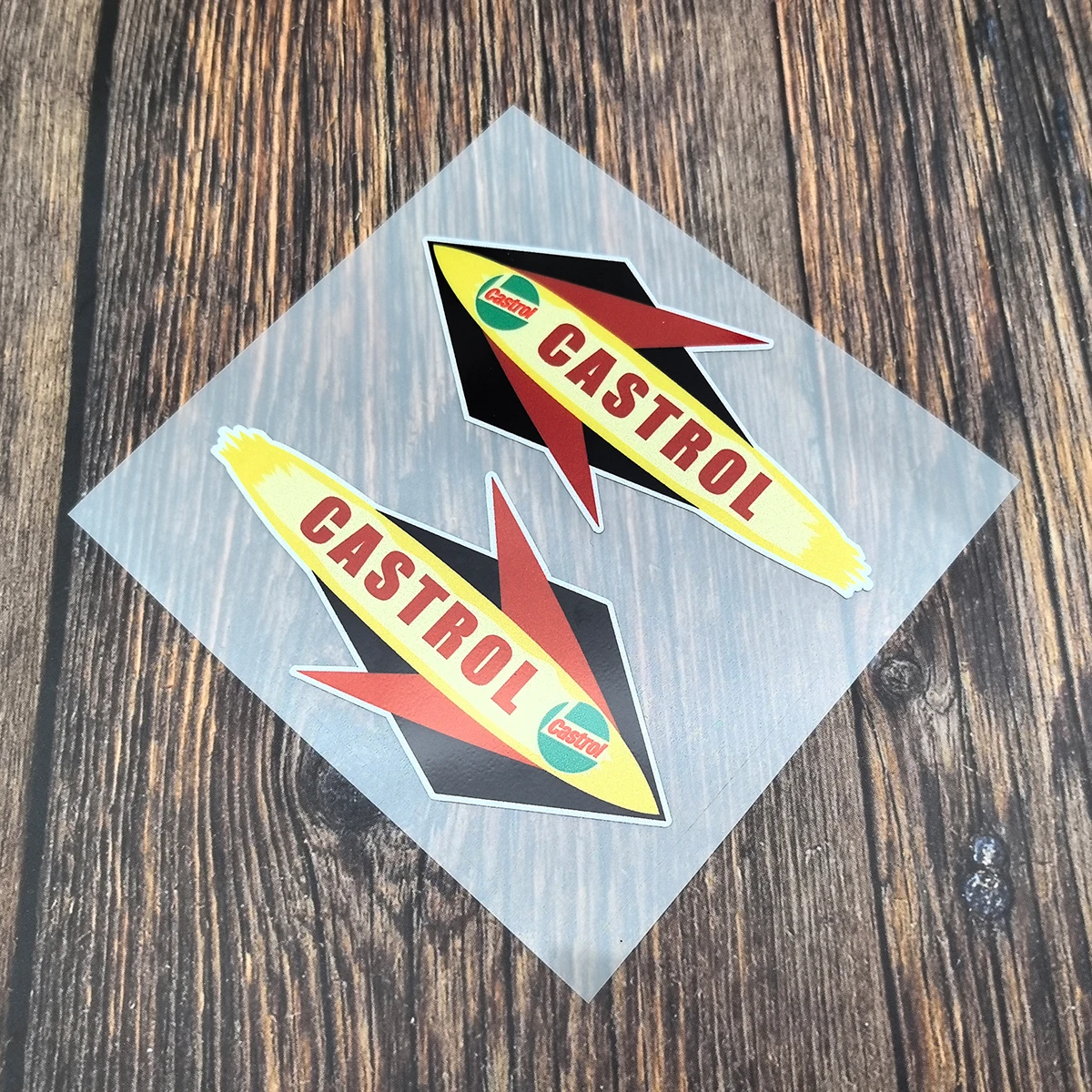 2Pcs Reflective CASTROL Rocket Decal Handed Classic Scooter Motorcycle Stickers