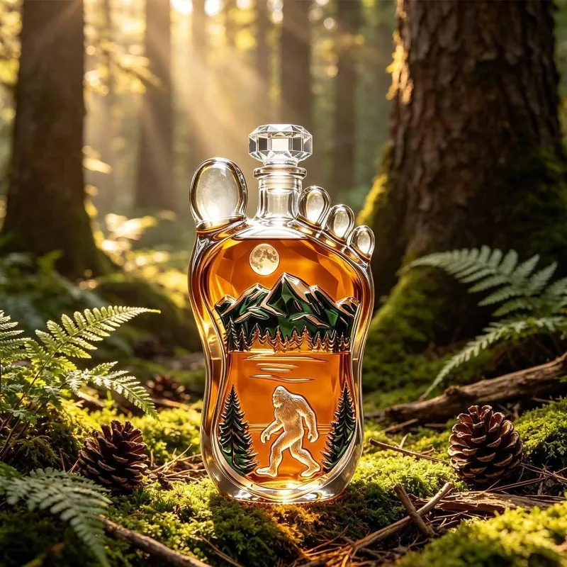 Unique Bigfoot Foot Shaped Liquor Bottle Premium Borosilicate Glass Whiskey Wine Spirit Decanter Hand Art Bar Ornament Ideal