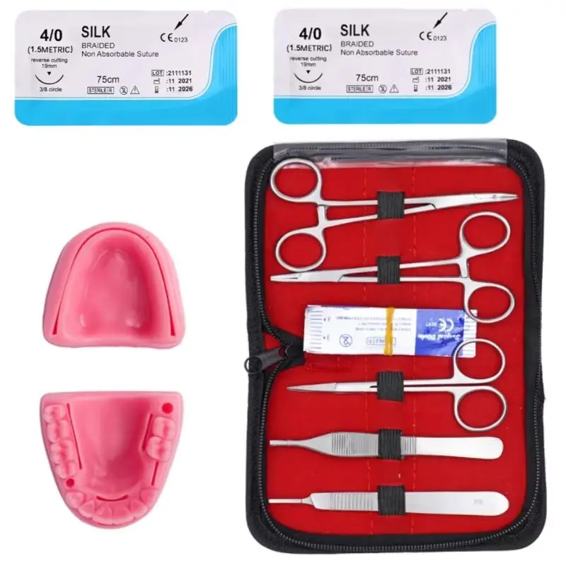 

Dental Surgical Suture Training Kit Silicone Gingival Suture Module Medical Silk Needle Stitches Student Teaching Practice