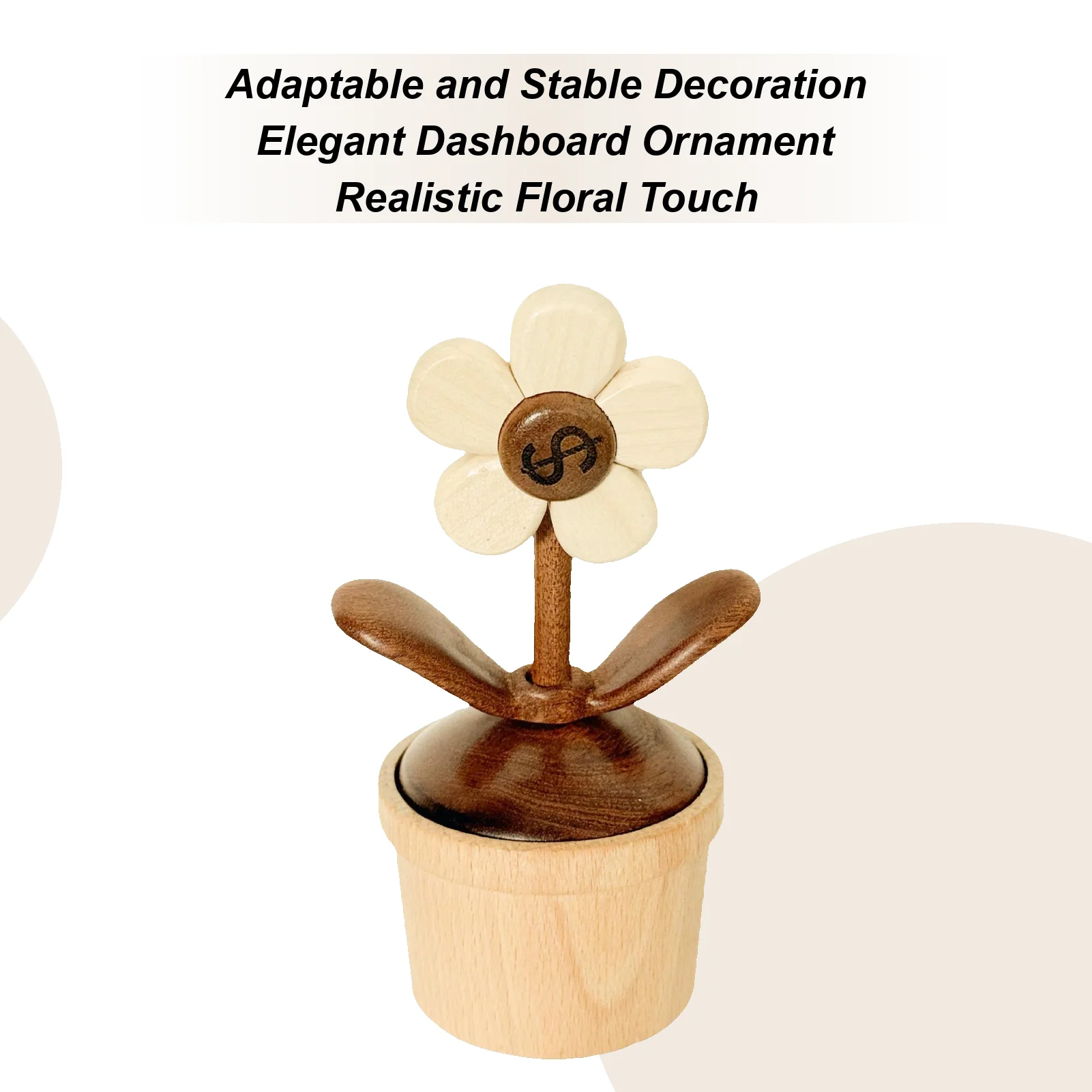 

Flower Car Dashboard Decoration Dashboard Mount Rotating Flower Decor Wooden Ornament Cute Floral Art Artificial Tabletop Road