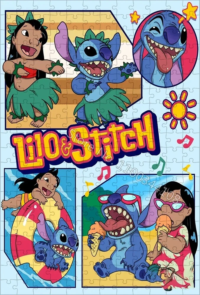 Lilo & Stitch Puzzle Disney personnage de dessin animé Puzzles pour enfants jouets éducatifs adultes Collection faite à la main