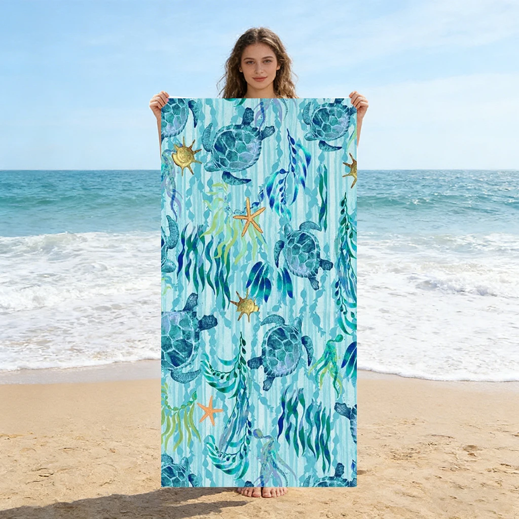 Sea Turtles and Starfish Beach Towel Quick-drying Super Absorbent Suitable for Swimming Beach Pool Gym Summer Gift for Friends