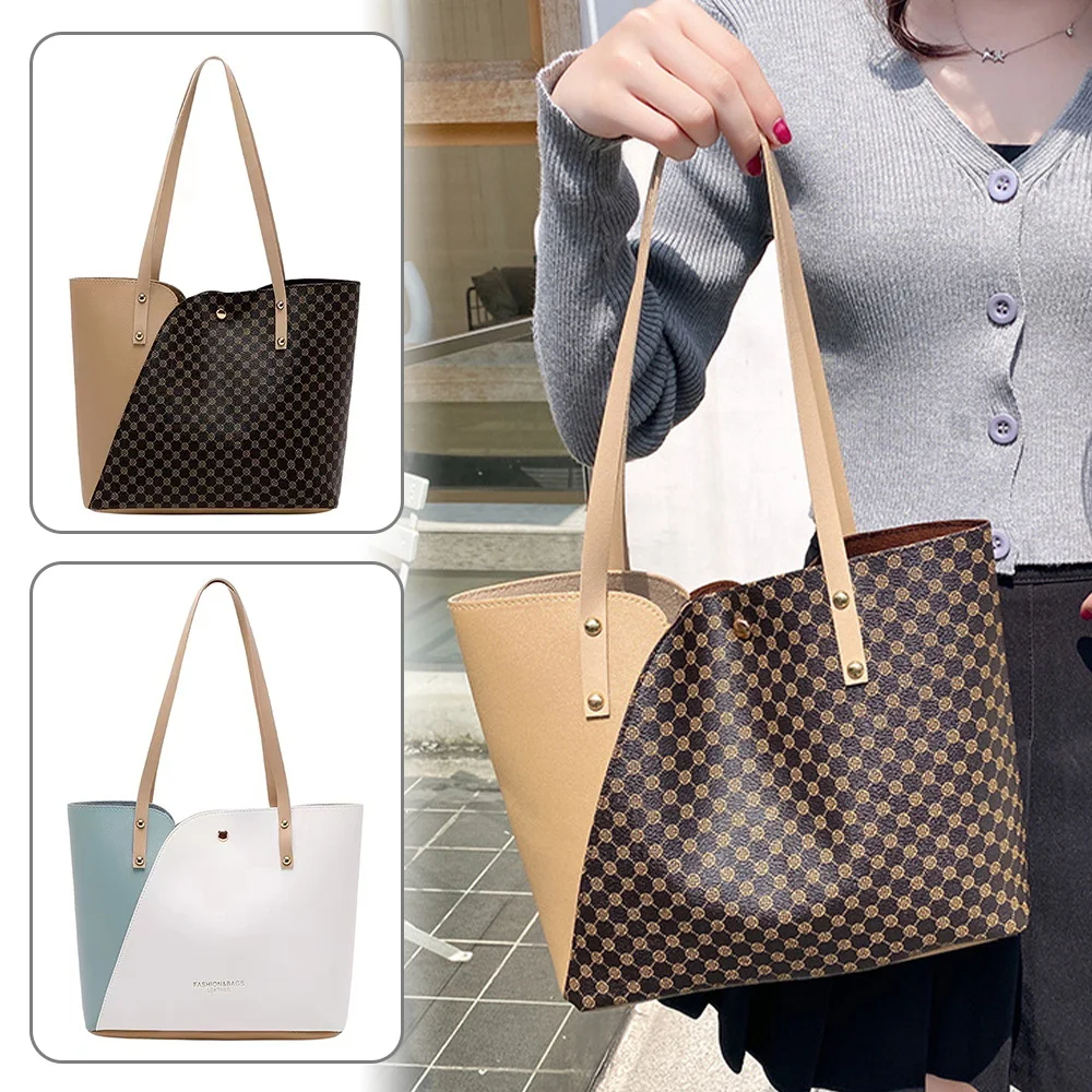 Women's Tote Bag Leather Shoulder Bags Simple Button Closure Suitable for Outdoor Travel Shopping Storage Item Storage Bag