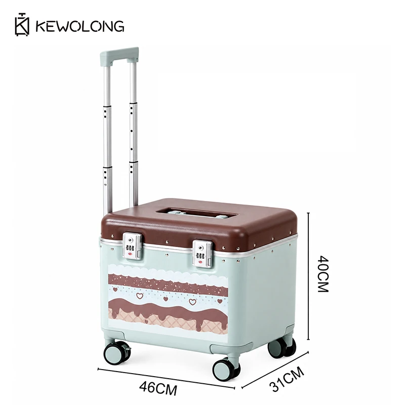 Cake Shape Kawaii Cosplay Suitcase 20 Inch, Aluminum Frame Sit-On Carry On, Convention Makeup Storage Case