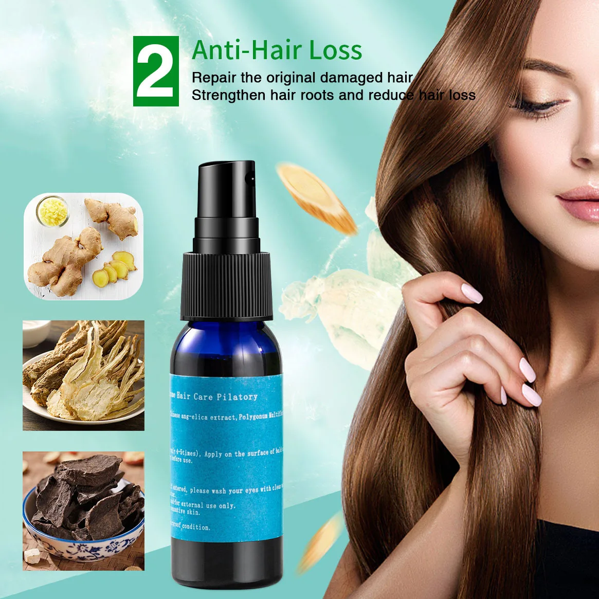 4pcs 30ml Ginger Hair Growth Spray Faster Hair Growth Products for Men and Woman Special for Postpartum Hair Loss