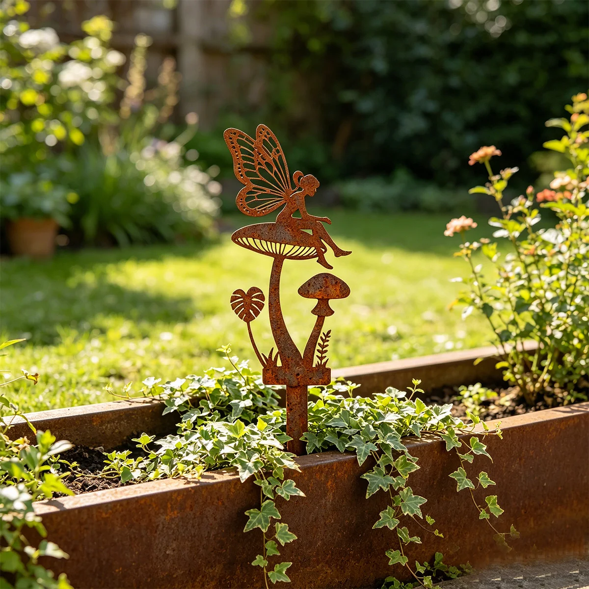 1Pc Iron Art Garden Decorative Stake, Flower Fairy Metal Garden Decorative Stake, Can Be Used as a Climbing Frame for Garden Plants, Suitable for Outdoor Lawns, Courtyard Gardens, Flower Beds, and Terrace Decoration.