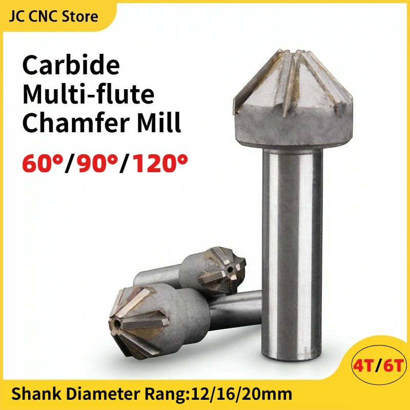 YG Carbide Countersink Counterbore Drill Bit 6 Flute 60 90 120 Degree Deburring Tool For CNC Drilling Machine