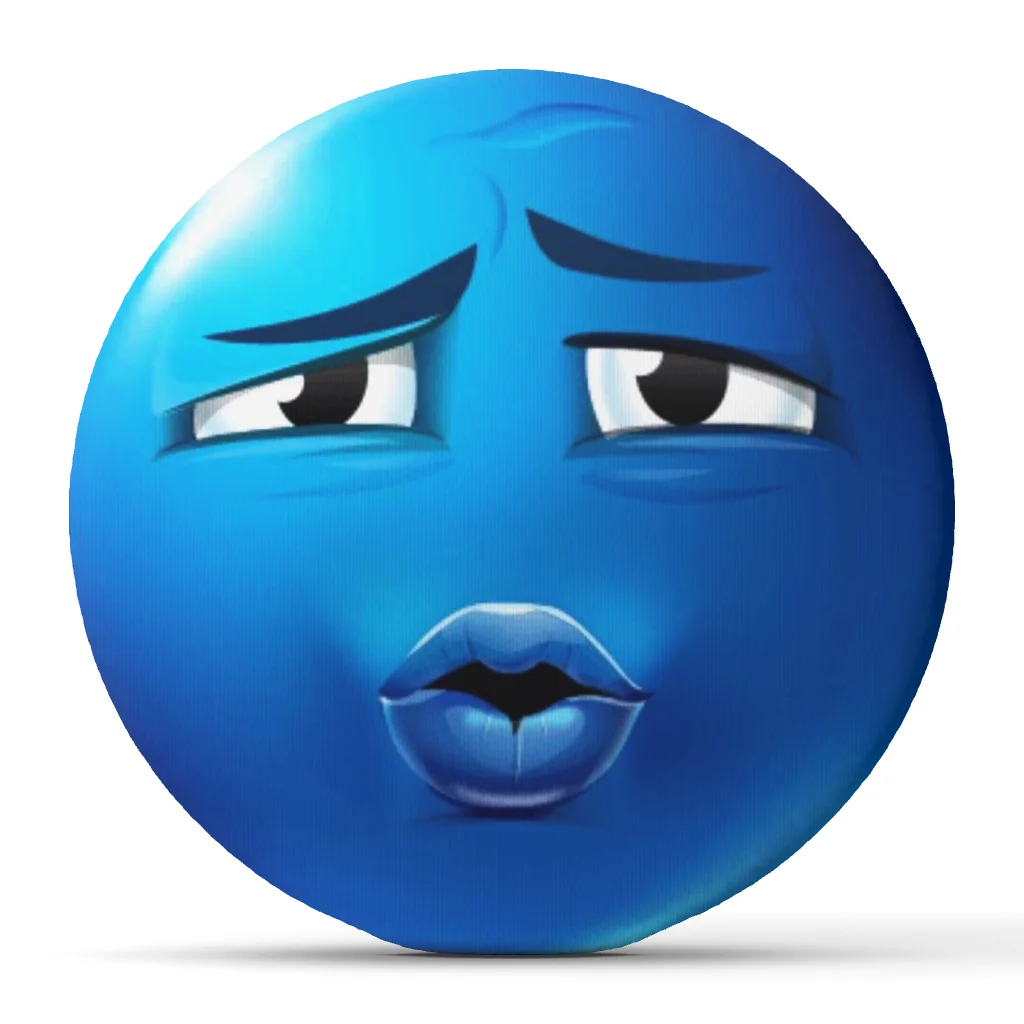 Blue Pout Lips Face Round Throw Pillow Decorative Stuffed Cushion for Sofa Home Decor Modern Statement Living Room Art Gift