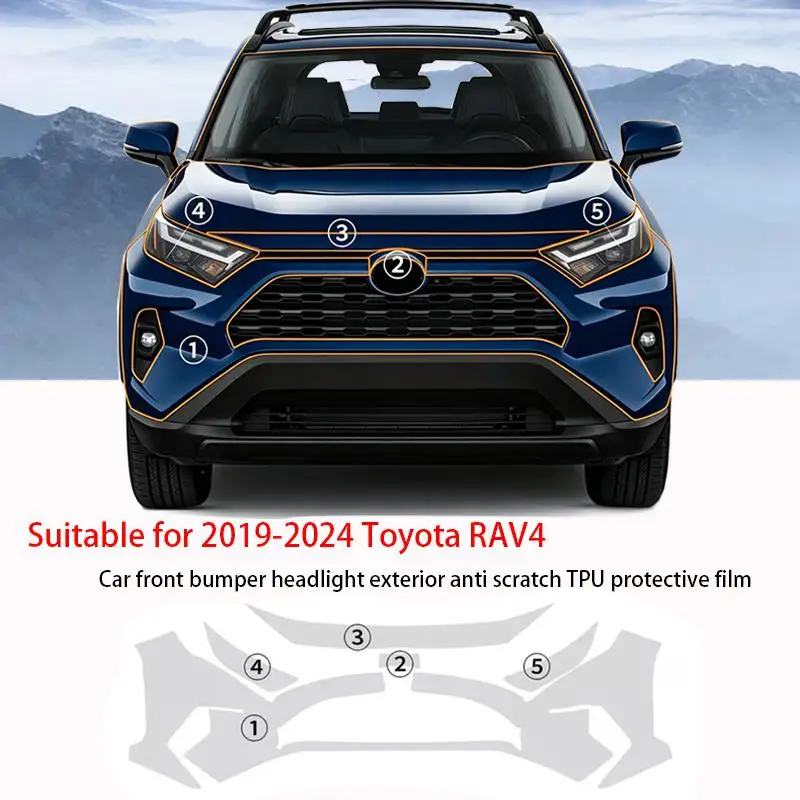 

Fit for 2019-2024 Toyota RAV4 TPU Transparent PPF Car Paint Protection Film Anti Scratch Invisible Exterior Cover Front Bumper H