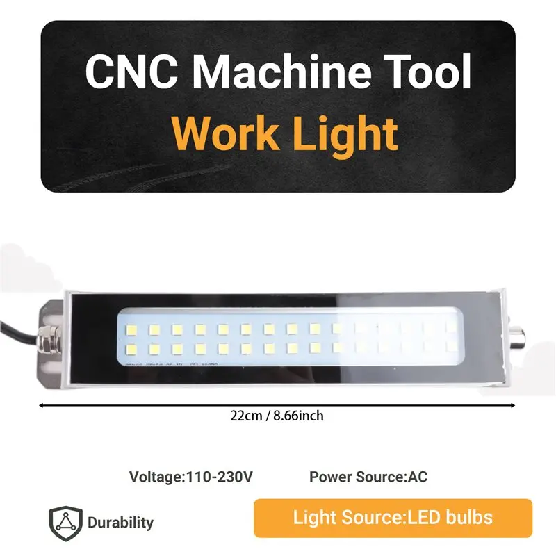 A84E-Alloy Lamps LED Light 22Cm AC110-230V CNC Machine Tool Workshop Lathe Waterproof