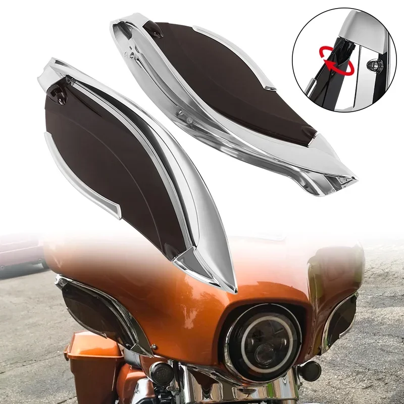 

Motorcycle Adjustable Windshield Side Wings ABS Air Deflectors For Harley Touring Electra Glide Street Tri Glide 2014-up