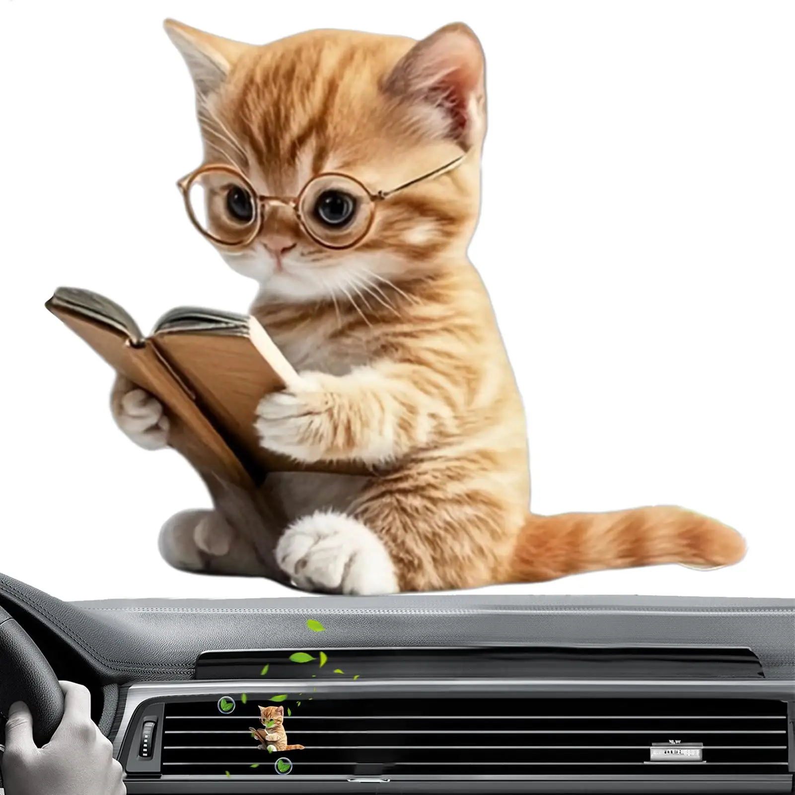 Car Vent Clips Cute Cat Car Air Purifier Vent Clip 3D Acrylic Deodorizer Accessories Aromatherapy Vehicle for Interior Teens Men