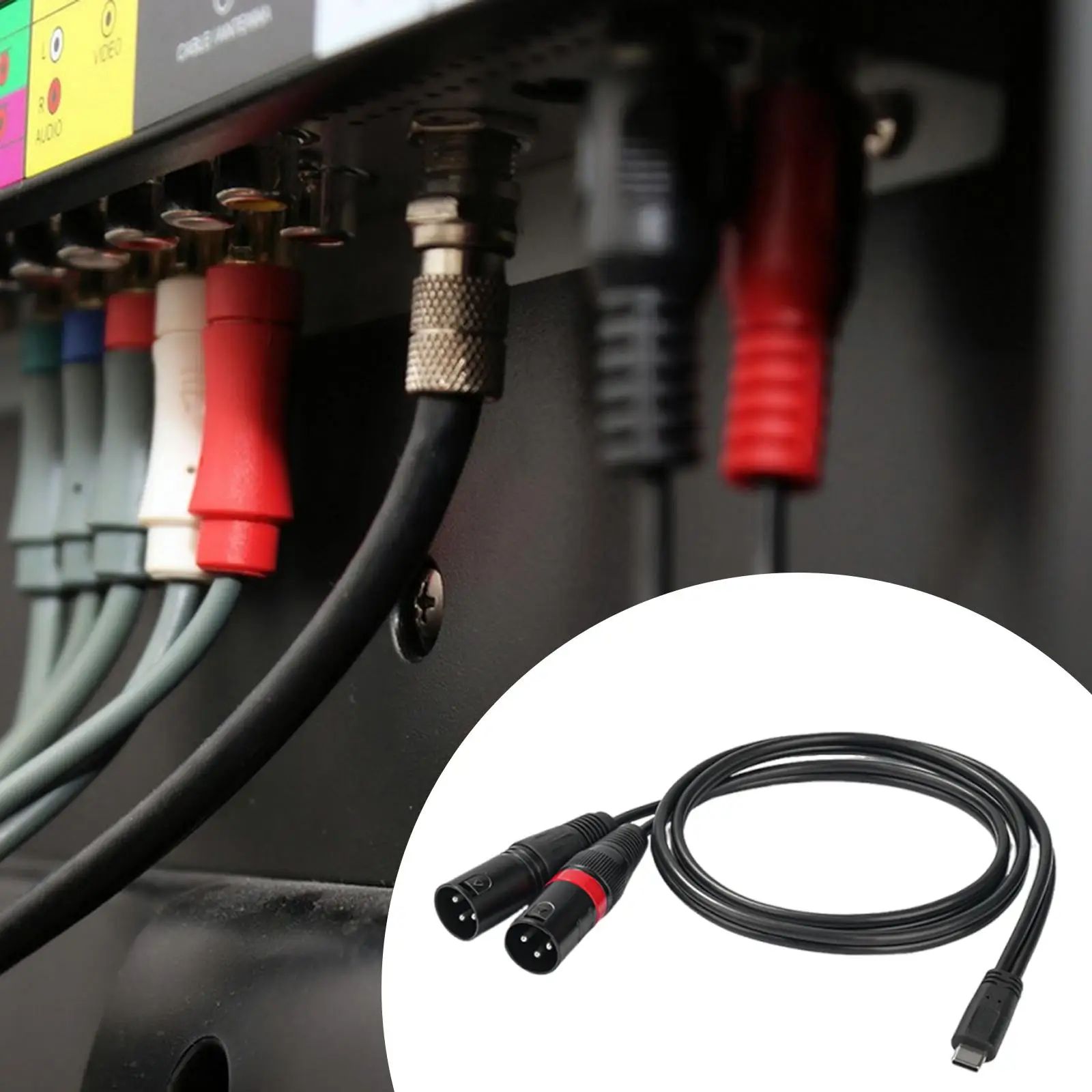 

Type C to 2 XLR Male Cable Sturdy 3 Pin for Connecting Smartphones Laptops
