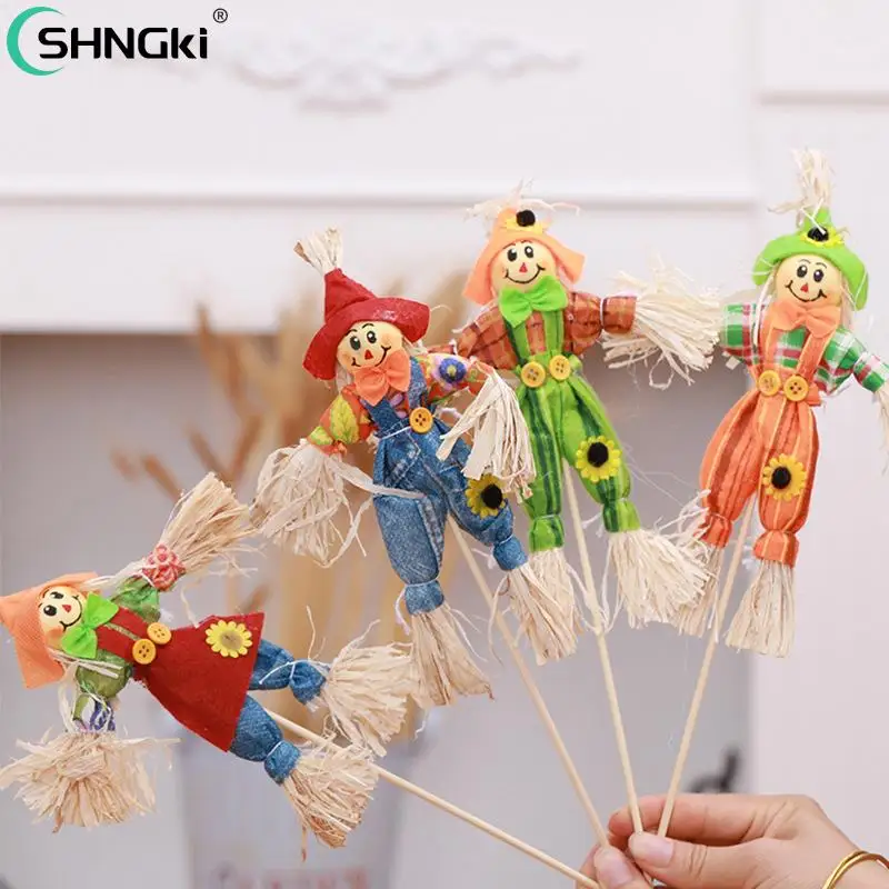 Small Autumn Fall Harvest Scarecrow Decoration For Garden Home Yard Thanksgiving Halloween Decoration Party Supplies 1PCS