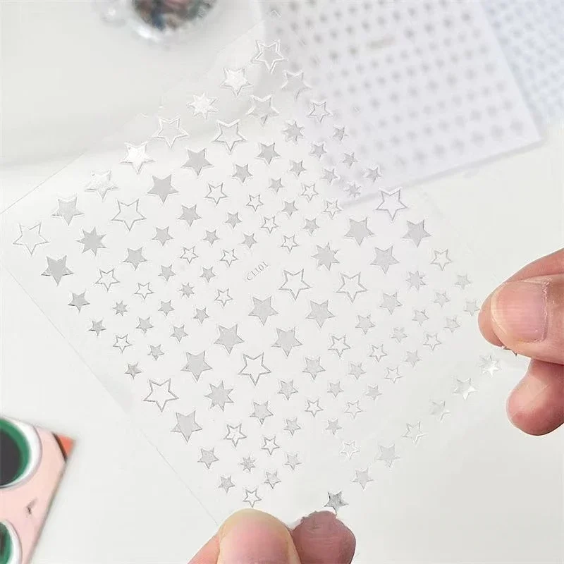 Silberne Sternaufkleber DIY Scrapbooking Journal Album Deko-Sticker Ästhetische Buchstaben Starburst-Aufkleber Kawaii Koreanisches Schreibwaren-Set – Detail 7