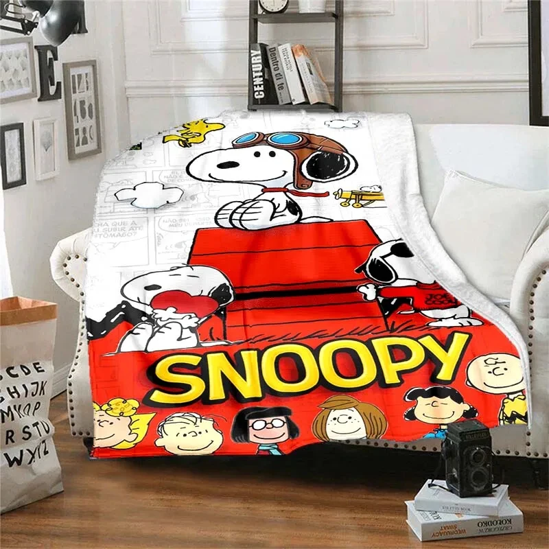 3D Japanese Anime Gaming Vintage S-Snoopy Cartoon Flannel Blanket Soft Throw Art For Home Bedroom Decor Sofa Naps Picnic Gifts