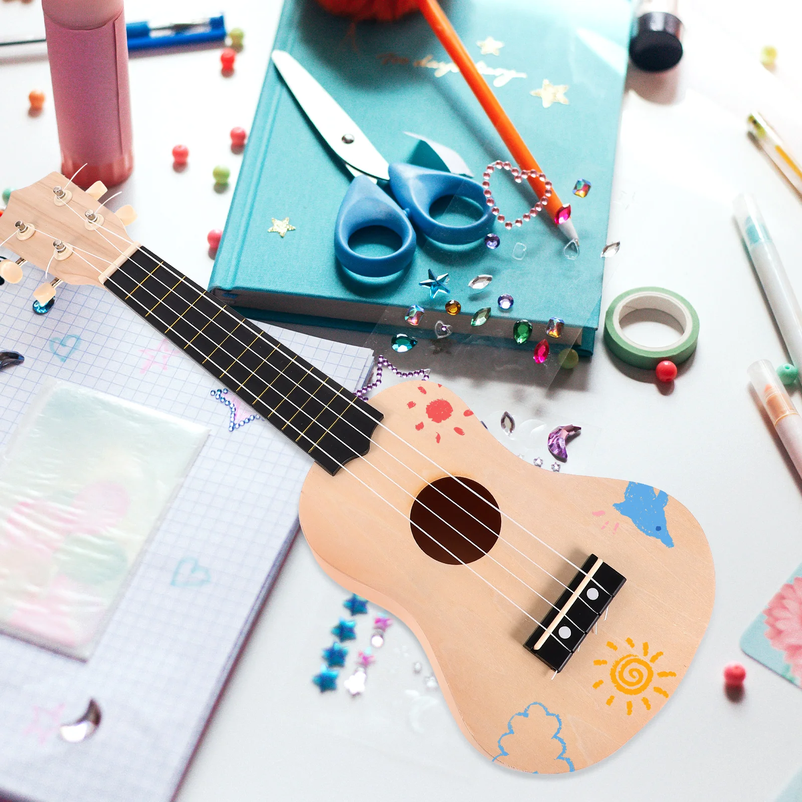 

Ukulele Material Pack DIY Kit High Grade Durable Unfinished Handmade Starter Beginner Guitar Self Painting Puzzle