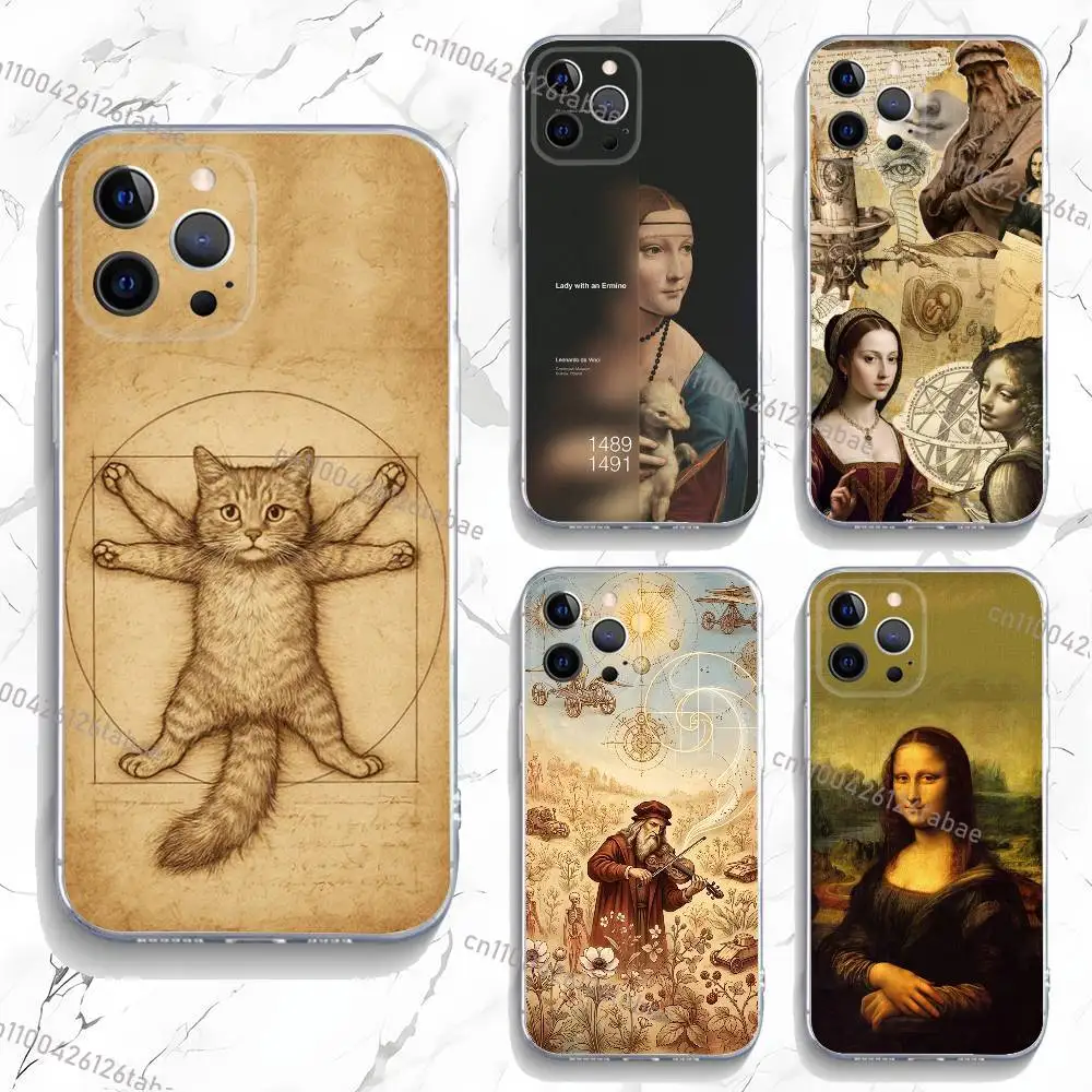 

L-Leonardo da Art Vinci Phone Case For iPhone 16,15,Pro,Max,14,Plus,13,12,11,E Mini Air,17,Pro Drop Protection Cover TPU