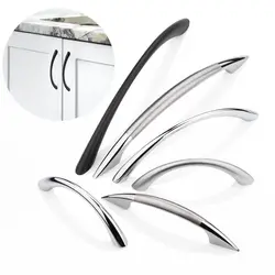 Zinc Alloy Curved Solid Cupboard Shoe Cabinet Handle Furniture Hardware Wine Cabinet Handle Black Wardrobe Door Handle