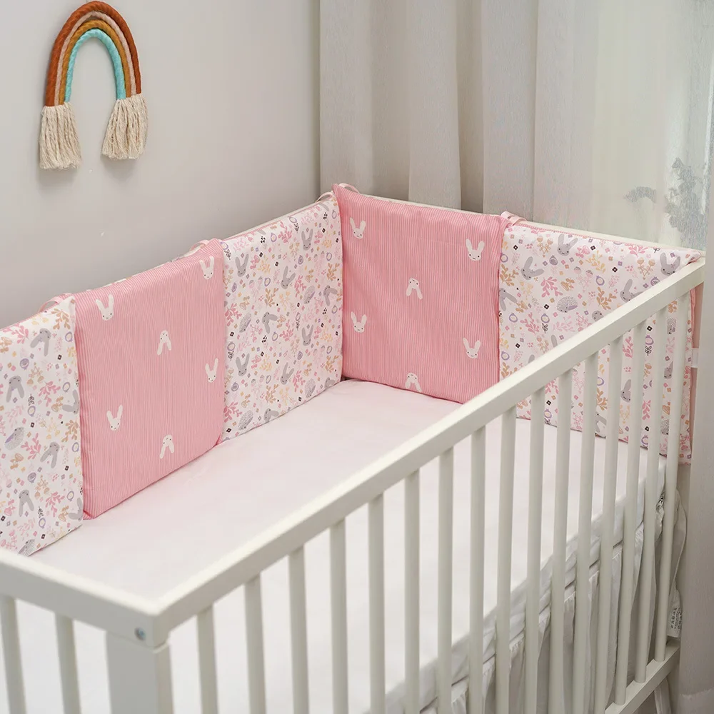 6pcs Cartoon Crib Bed Protector Cushion Toddler Cot Nursery Fence Baby Bedding Bumper Infant Accessories Rabbit Baby Playpens