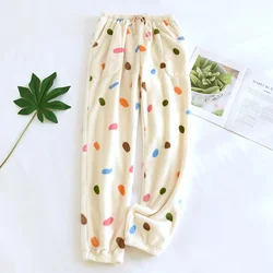 2026 New Autumn/Winter Women's Sleeping Pants Coral Velvet Home Pants Thickened Large Cartoon Warm Flannel Sleeping Pants