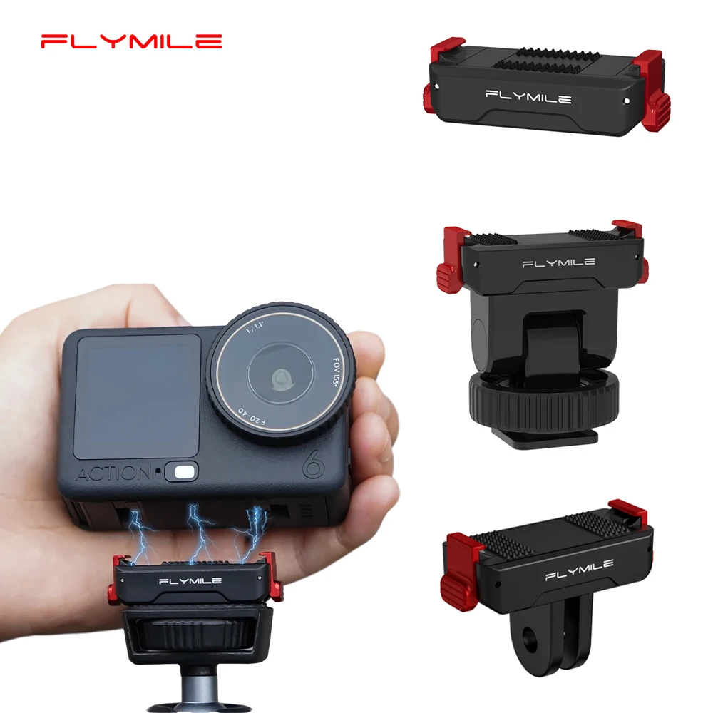 Flymile Action 6 Quick Release Base Mount Magnetic Adapter Extension Bracket for DJI OSMO Action 6 Accessories