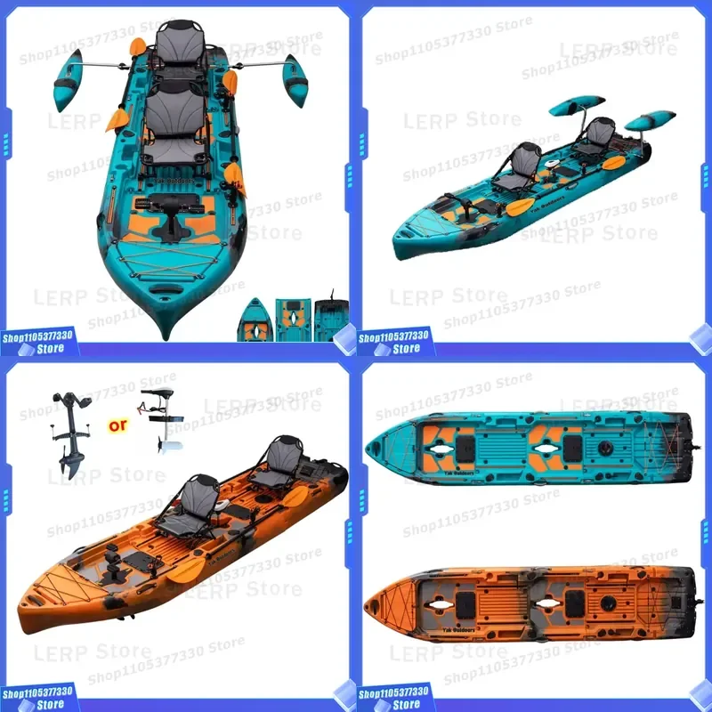 Yak Outdoors 14FT Double Seat Fishing Kayak with Pedal Drive-Durable HDPE Construction Lightweight & Detachable for 2 Persons