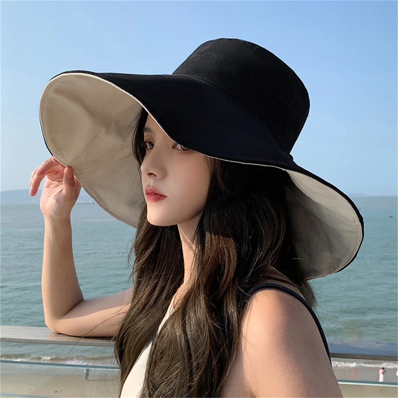 Double-sided Foldable Sun Hat Women's Summer Anti-ultraviolet Broad-brimmed Fisherman's Hat Outing Sunshade Sun Hat