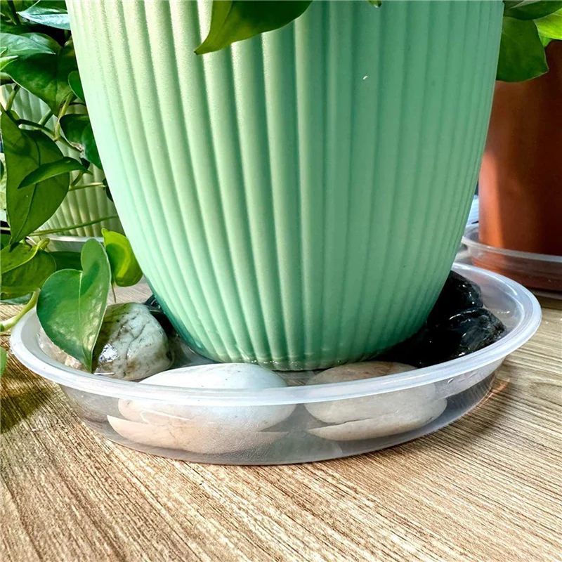 ABWZ-8 Pack Clear Plant Saucer 12 Inch Plastic Plant Saucers Durable Thicker Plant Tray Flower Pot For Indoor Outdoor Garden