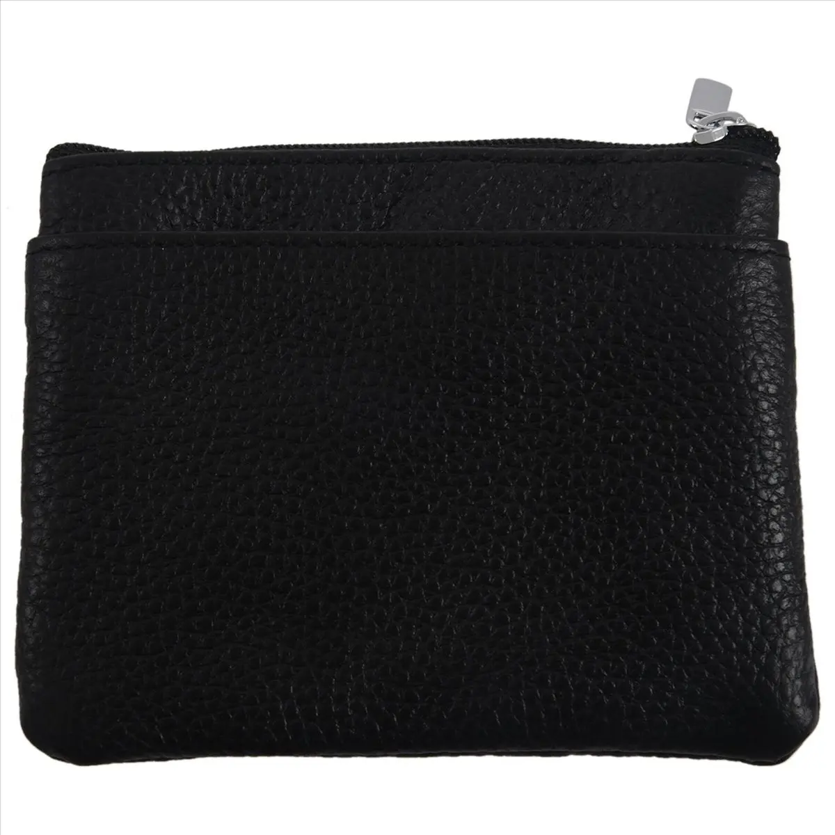 *ABKM 2X Leather Change Coin Purse with 4 Pockets and Keychain for Women Black