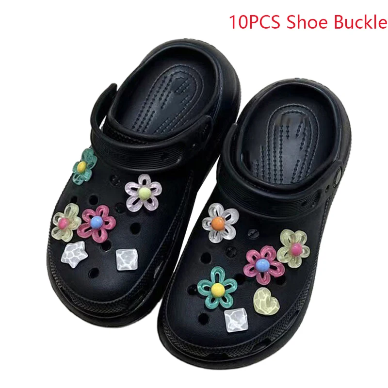 

10Pcs Cute Colorful Flowers Shoe Buckle Cartoon Summer Flowers Shoe Decoration Creative DIY Detachable Shoe Decorations