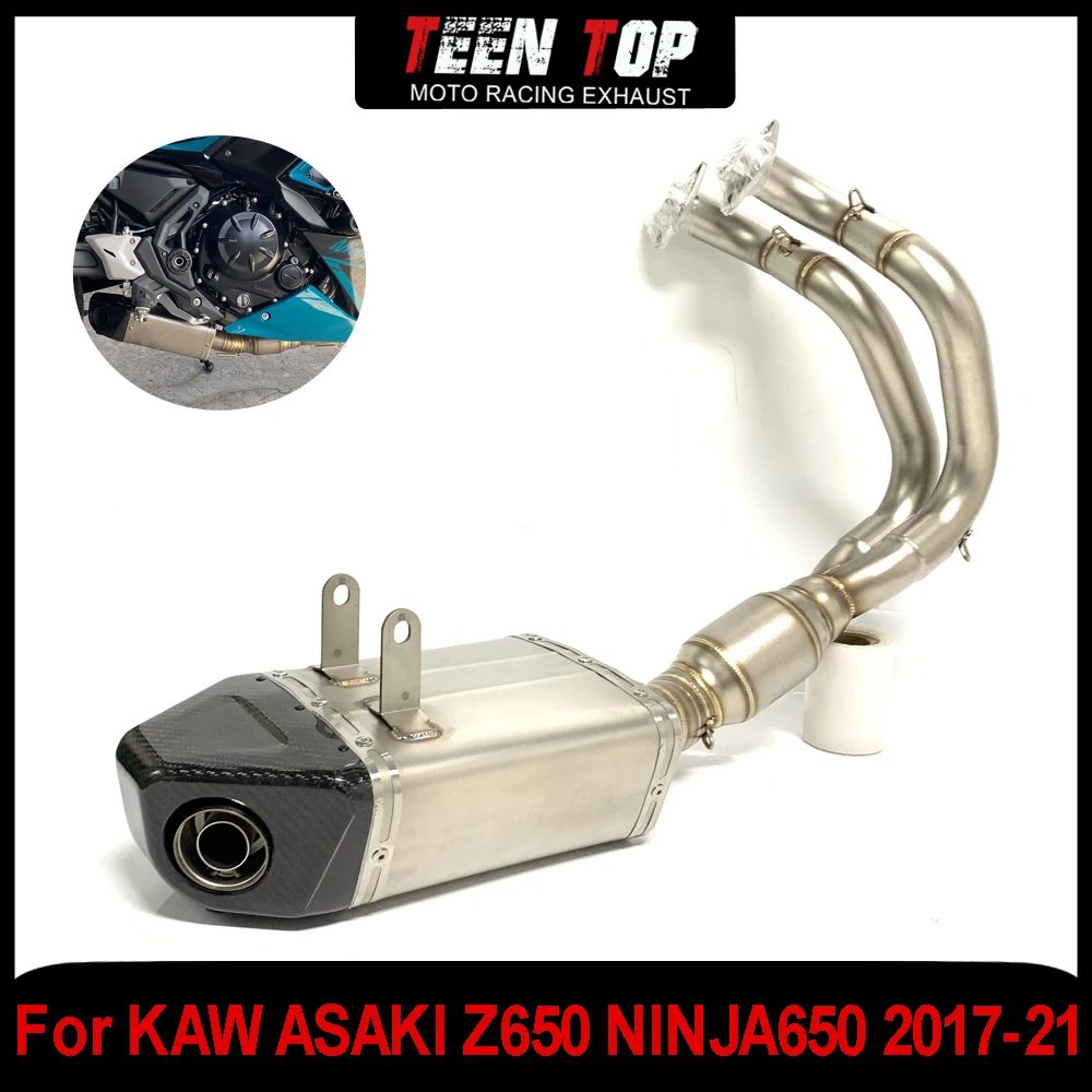 

Motorcycle Under-bike Full Exhaust Systems For Kawasaki Z650 NINJA650 Exhaust Elbow Muffler Ninja650 2017-2021 Stainless Steel