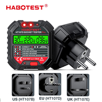 HABOTEST HT107 Pro Socket Tester Voltage Test Socket Detector EU Plug Ground Zero Line Plug Polarity Phase Check Voltage Meters