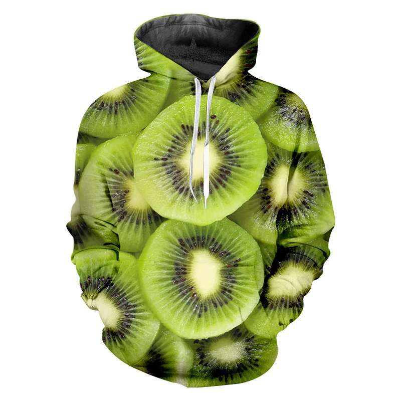 New Watermelon Hoodies Kiwi Fruit 3D Print Men Women Streetwear Hooded Sweatshirts Oversized Pullovers Tops Unisex Clothing