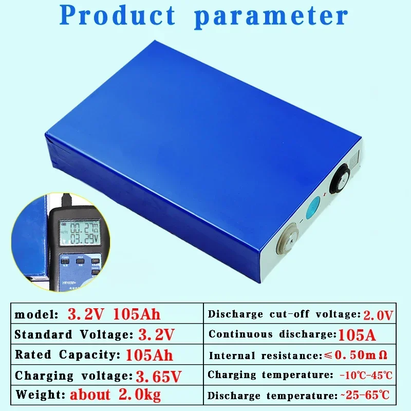 3.2V Lifepo4 105Ah Batteri BRAND NEW GRADE A Rechargeable Batterie Lifepo4 Battery 12v 24 DIY RV Boat Cells Pack EU US TAX FREE