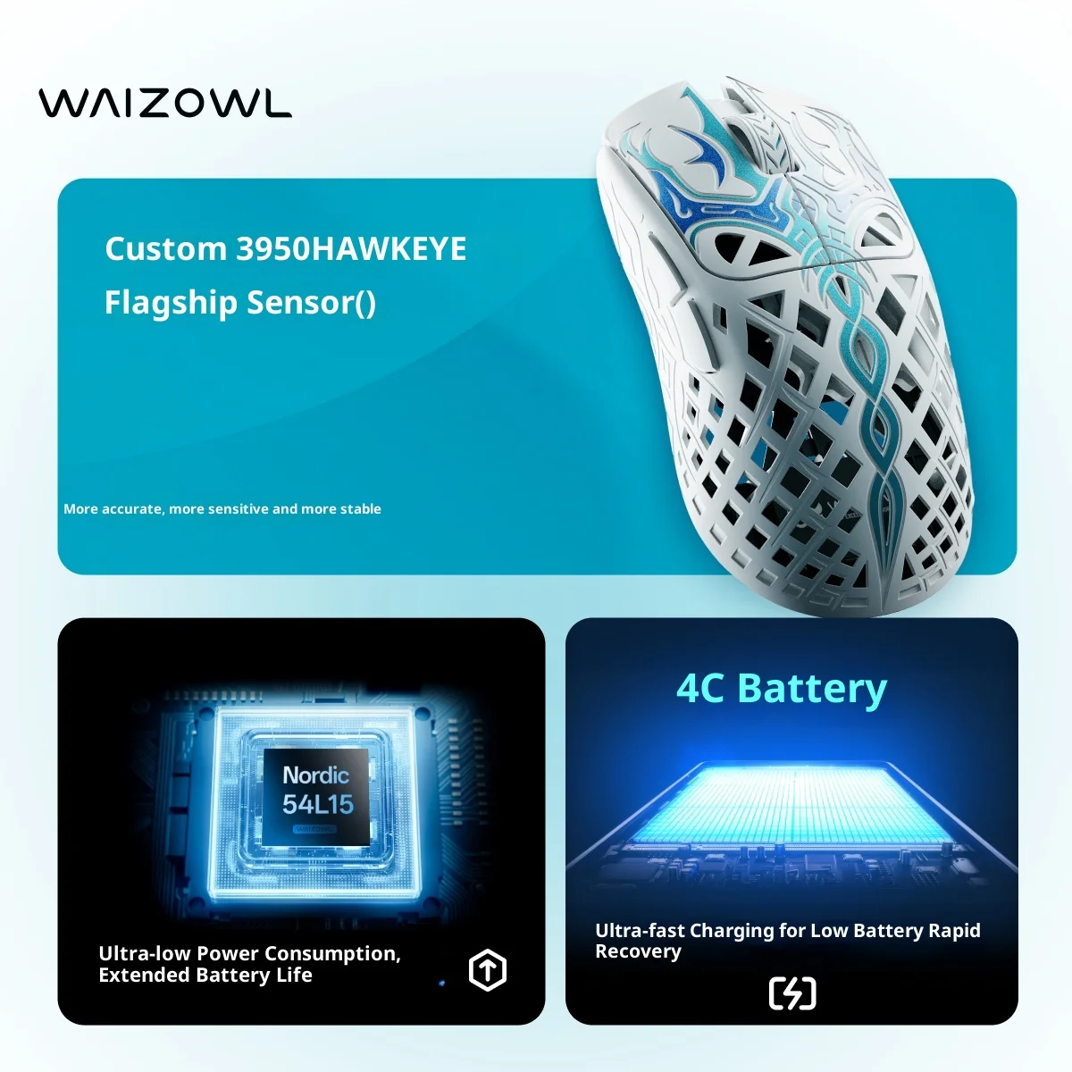 2026 Waizowl TRIAINA Wireless Gaming Mouse 49g Ultra-Lightweight