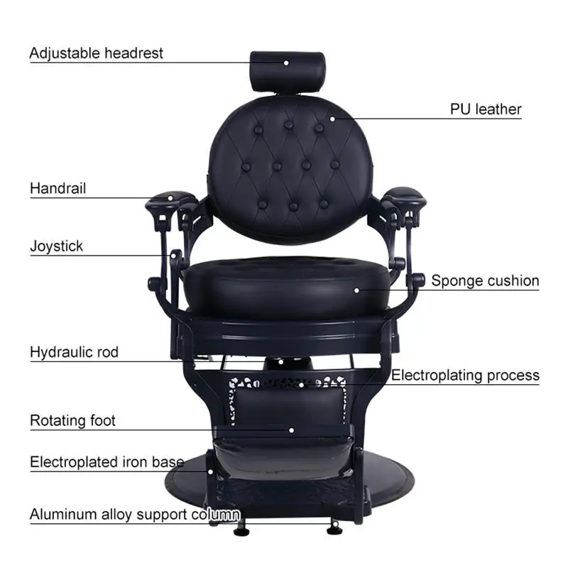 Modern High Quality Leather Hairdressing Chair Tilt Hydraulic Men's Barber Chair Beauty Salon Barber Shop Furniture