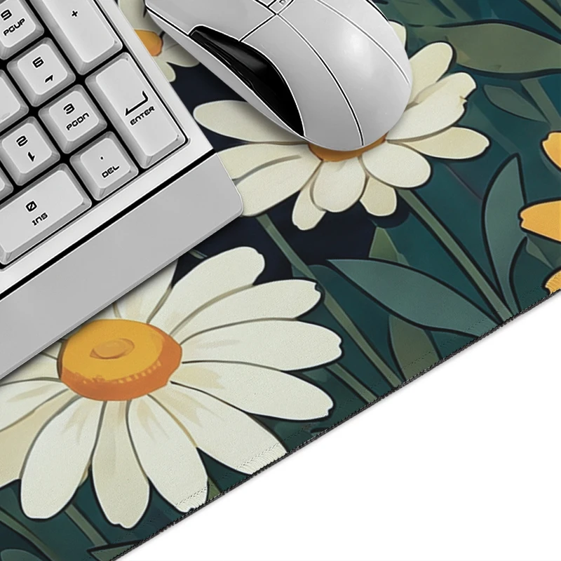 Mouse Pad Black Cat Autumn Daisies Gamer XL Custom Mousepad XXL Playmat Natural Rubber Soft Office Office Accessories Mice Pad