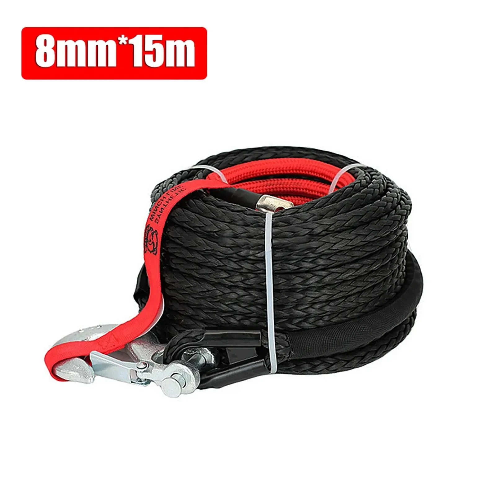 For ATV SUV Vehicle 8mm*15m Synthetic Winch Rope Tow Car 4x4 Accessories Off Road Trailer Strap Breaking Strength Max 20500LBS