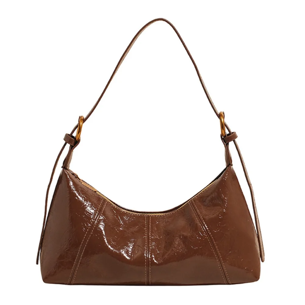 

Trendy Retro Leather Underarm Bag French Solid Color Women's Armpit Bag Leisure Handbag Commuting Shoulder Bag Daily