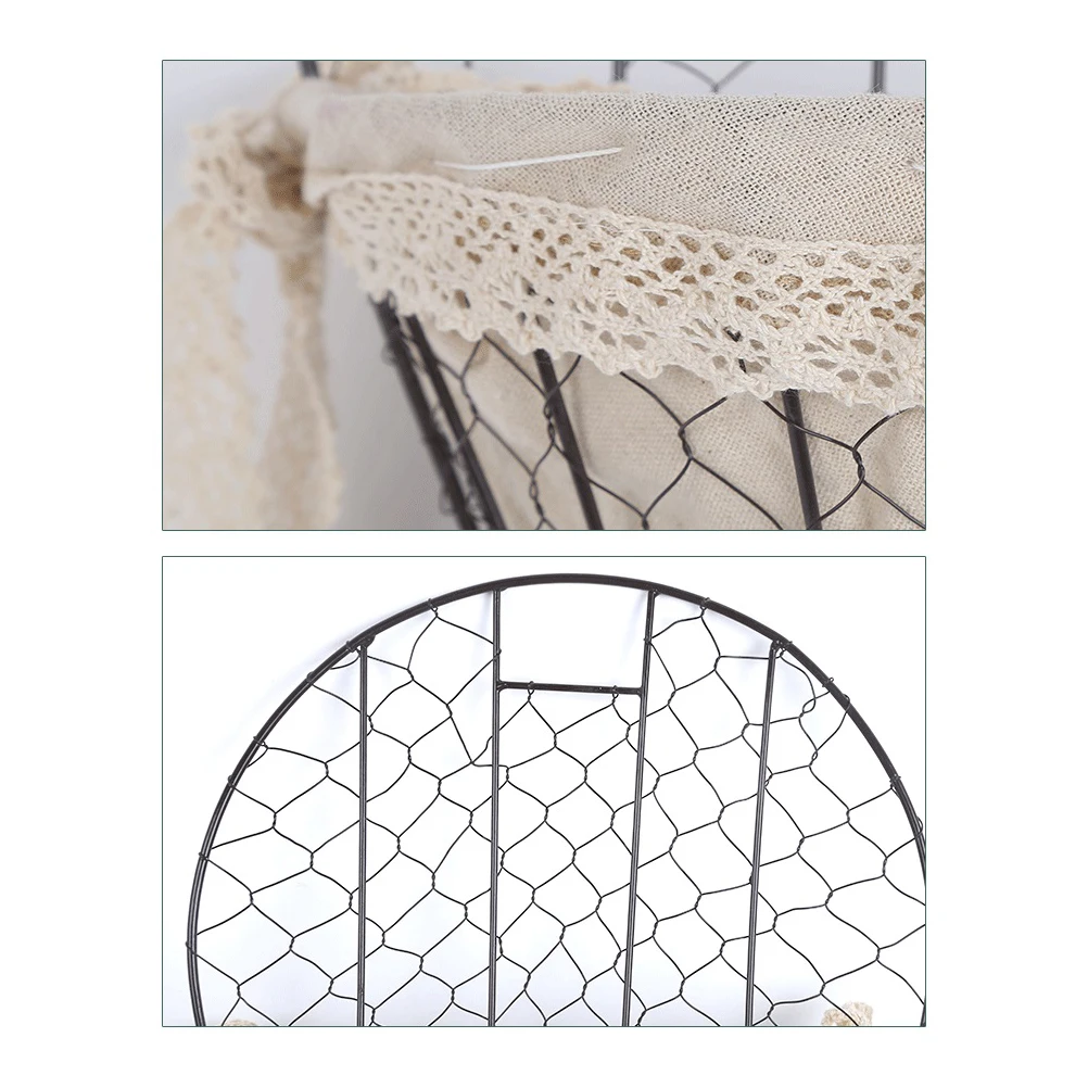 

Fan Shape Iron Art Rattan Woven Flower Tapered Metal Frame Cloth Hanging Wall Mounted Decorative Planter For Black