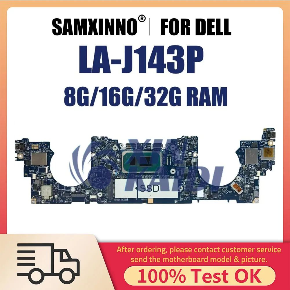 

Laptop Motherboard For Dell XPS 13 9310 LA-J143P XTD5W CN-0XTD5W Notebook Mainboard with CPU I5 I7-11th Gen 8G 16G 32G RAM