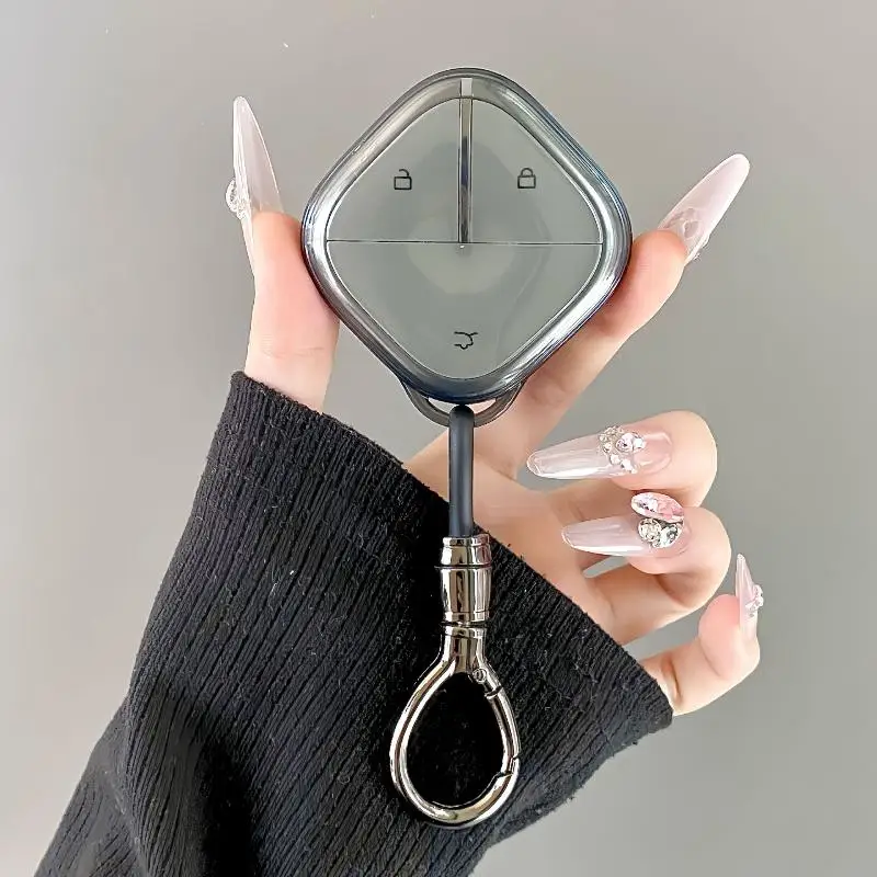 Transparent TPU Car Key Case Cover For 2023 Wuling Bingo, Airev, Qingkong, Baojun Yunduo,Kiwi EV Mini Car Key Fobs Shell