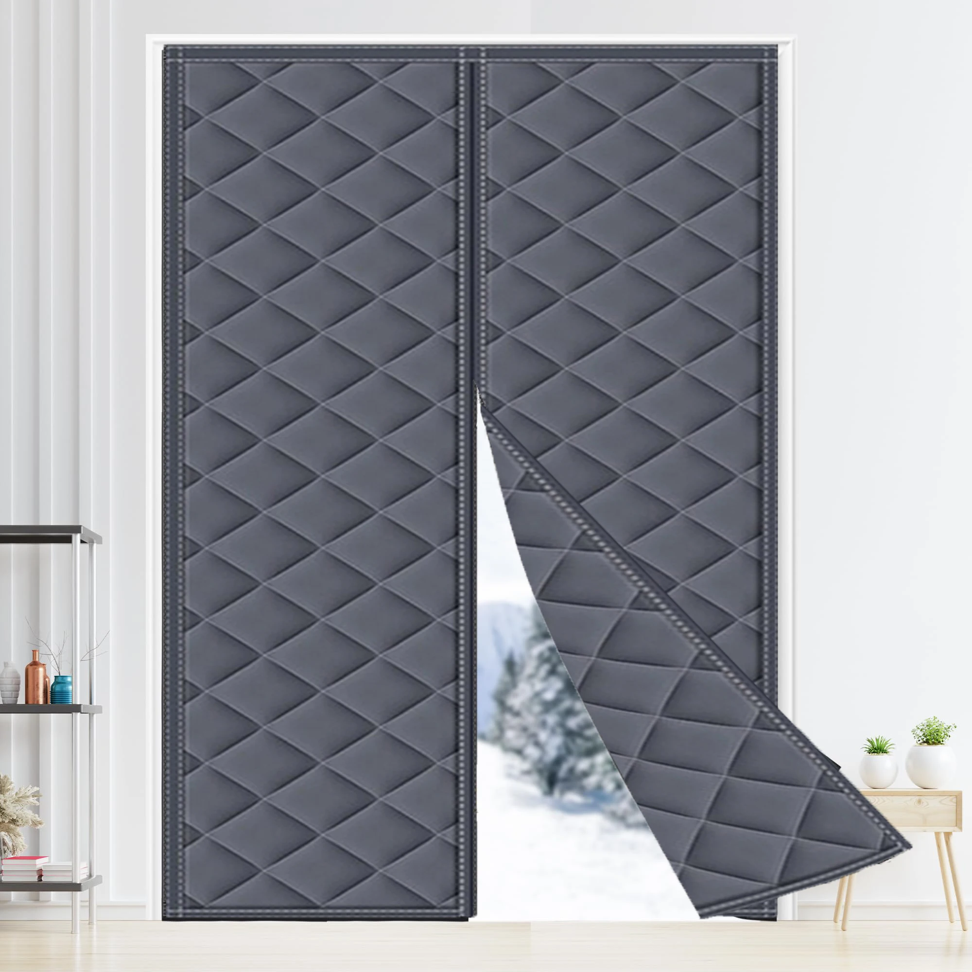 Winter Warm Door Curtain Oxford Cloth Silent Magnetic Suction Door Curtain Universal All Year Round