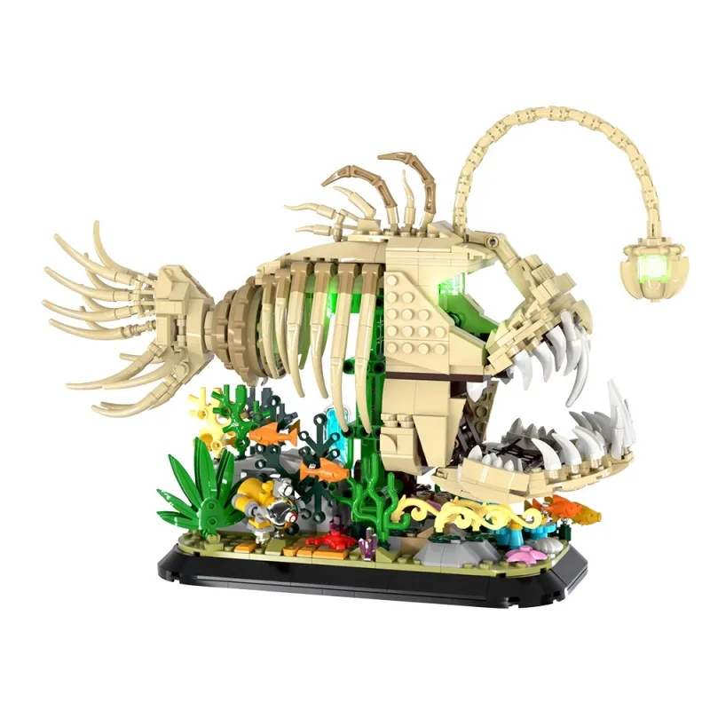MOC 933PCS Fossil Monkfish Deep Sea Monster Skeleton Fish Building Blocks Bricks Advanced Building Sets Adults Fun Diorama Toys
