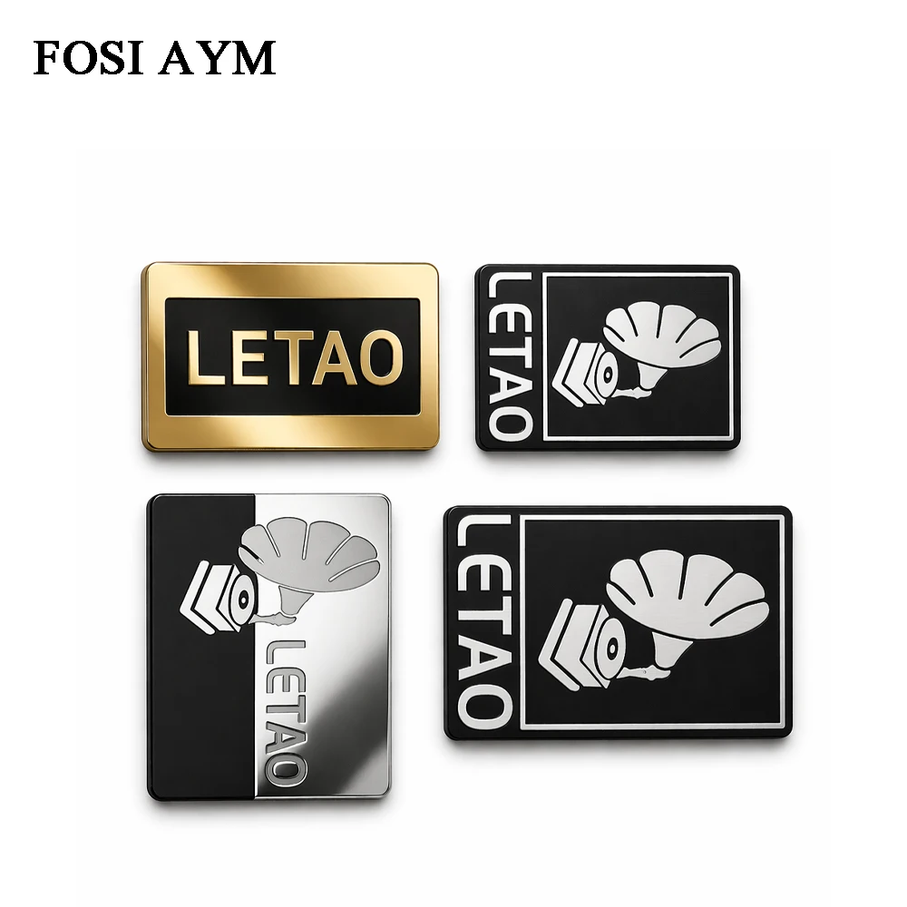 FOSI AYM 4x26mm LETAO Aluminum Alloy Audio Amplifier Badge Etched Logo Plate DIY HiFi Nameplate Metal Emblem 1pc