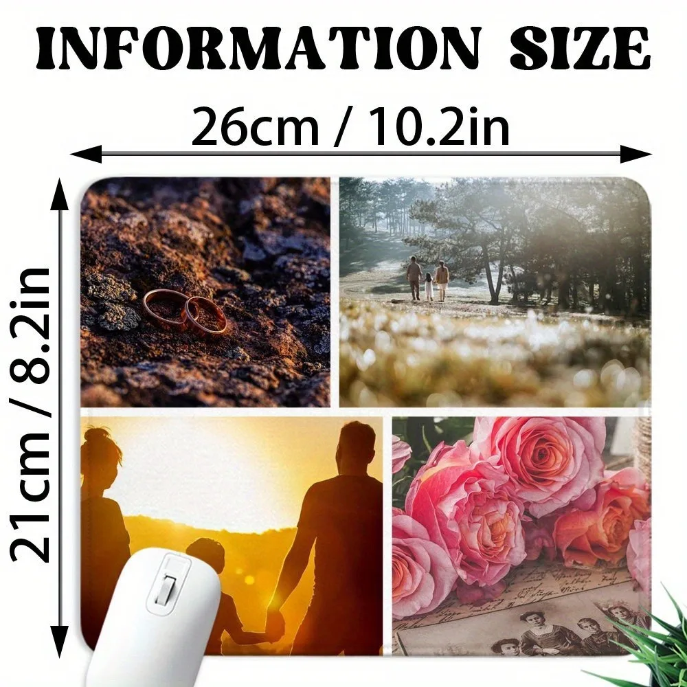 Customizable Photo Collage DIY Desk Mat, Upload Personal Pictures Cubicle Decor Mouse Pad, Creative Birthday Holiday Present