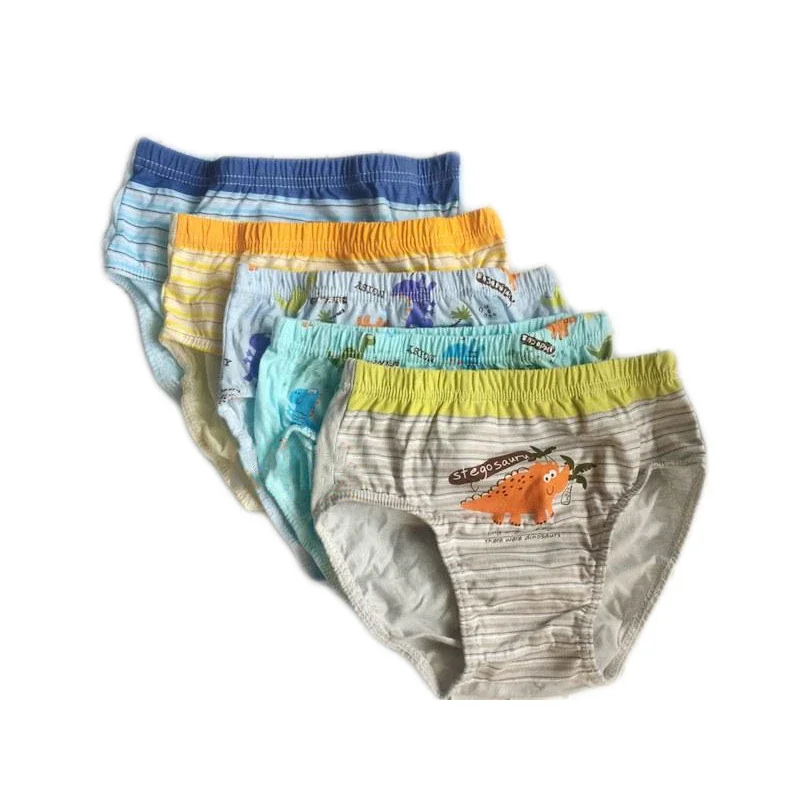 5Pcs/1lot Baby Boys Underwear Cotton Briefs 2024 New Kids Cartoon Print Dino Panties Children Character Underpants 2-13Y KU04