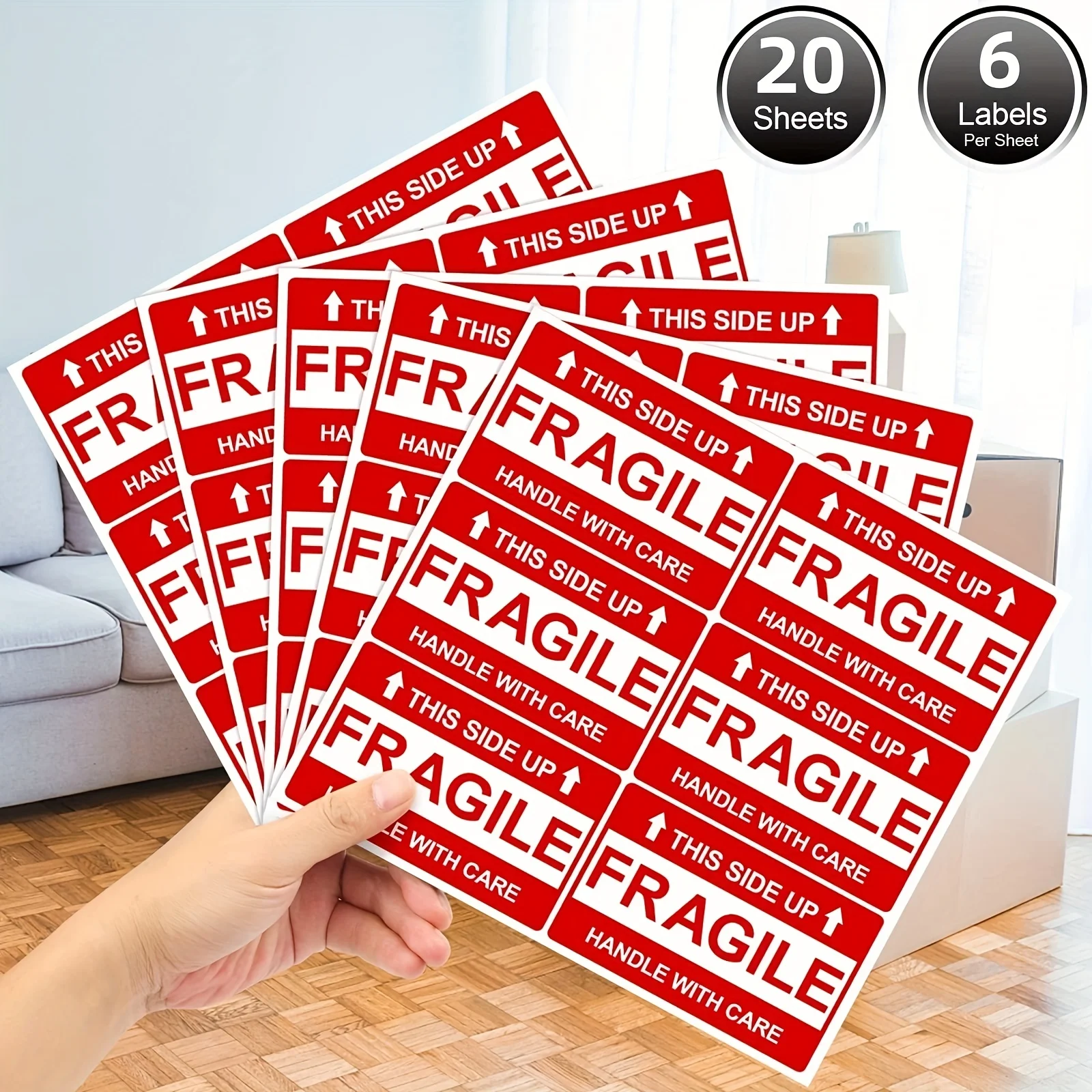 120 Pieces Fragile Stickers, Strong Adhesive Fragile Labels, Careful Handling Stickers for Transportation, Fragile Stickers for