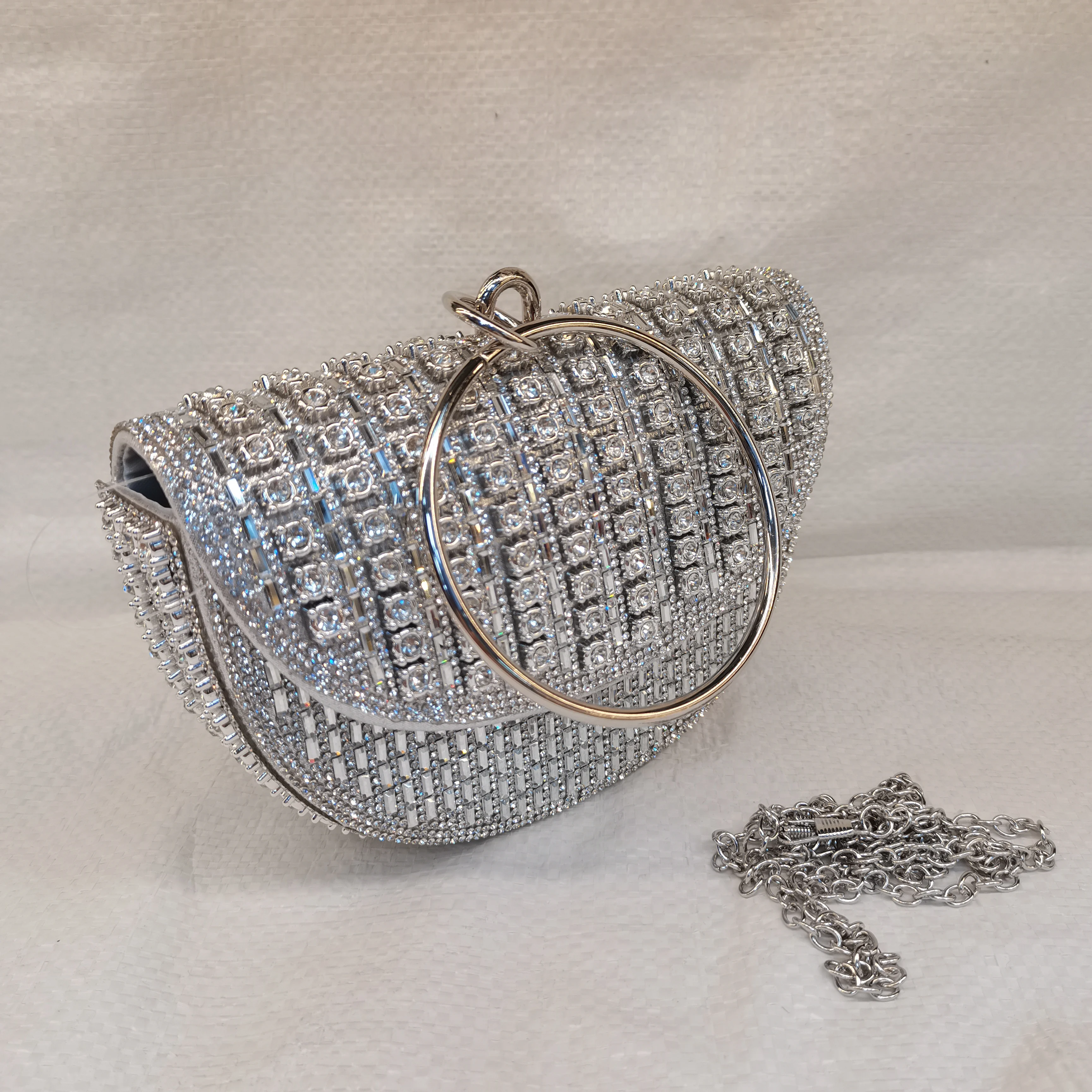 Fashion Women\'s Rhinestone Round Evening Bag, Lady Clutch Purse Women\'s Elegant Handbags For Party Wedding F1206-1